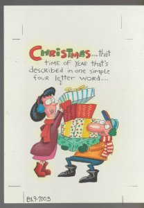 CHRISTMAS DEBT Husband & Wife Cartoon 7x10 Greeting Card Art #7004 w/ 6 Cards