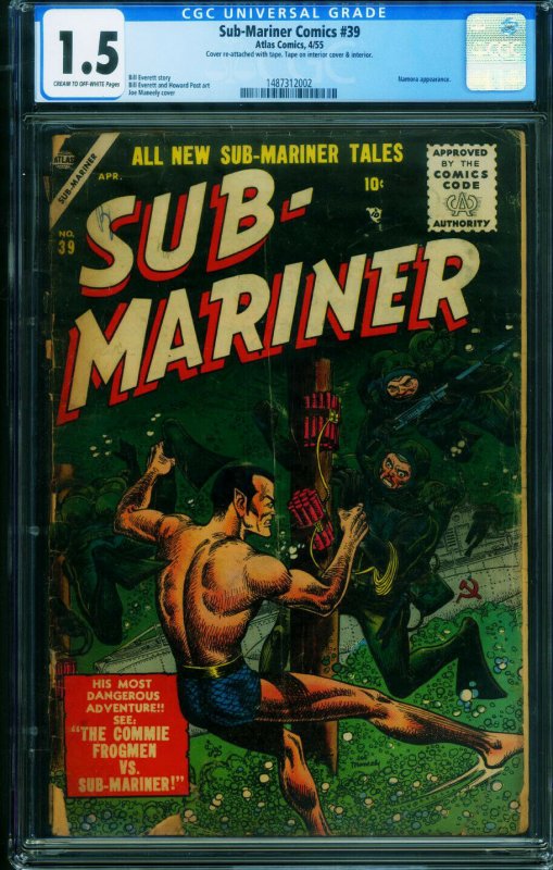 Sub-Mariner #39 CGC 1.5-Rare ATLAS comic book-1955 1487312002