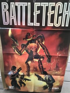 BATTLETECH FASA folded Promo Poster : ROC 1993 34”x22” NM; Boris mech art