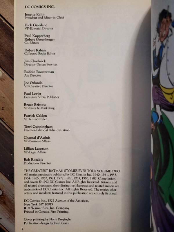 Greatest Batman Stories Ever Told TPB Vol. 2 (DC 1992) First Printing Anthology