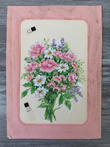 MOTHERS DAY White Purple Flowers in Pink Bordr 6x8.25 Greeting Card Art MD7513