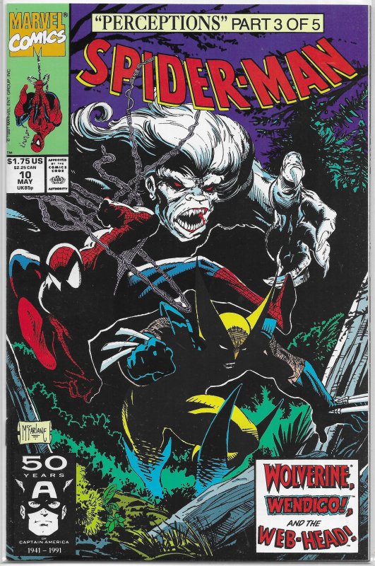 Spider-Man (vol. 1, 1990) #10 VF/NM (Perceptions 3) McFarlane, Wolverine