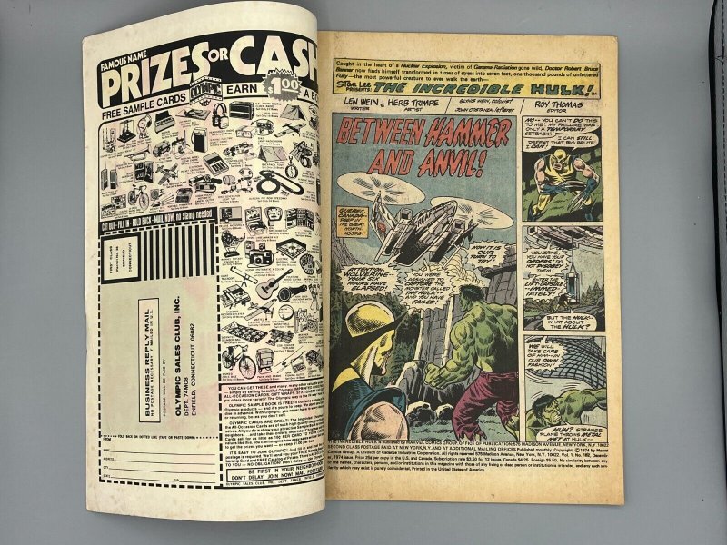 Incredible Hulk #182 (1974) Marvel 2nd Appearance Of Wolverine ~ VG/FN 5.0