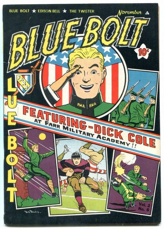 BLUE BOLT V.2 #6 1942-DICK COLE---SUB-ZERO ---TWISTER VF-