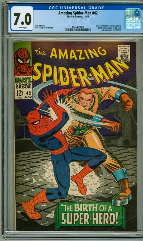 The Amazing Spider-Man #42 (1966) CGC 7.0! 2nd Appearance of the Rhino!