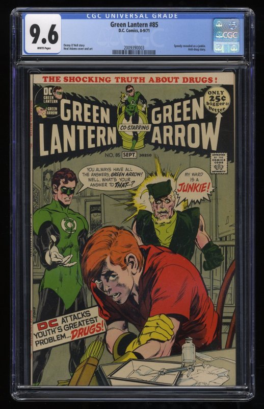 Green Lantern #85 CGC NM+ 9.6 White Pages Drug Issue! Neal Adams Green Arrow!