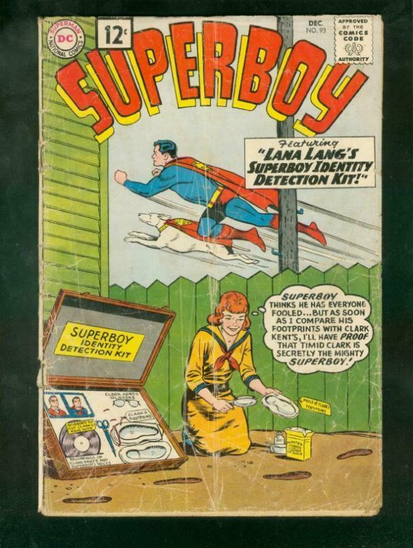 SUPERBOY #93 1961-LEGION STORY-1st 12 CENT ISSUE-SILVER FR