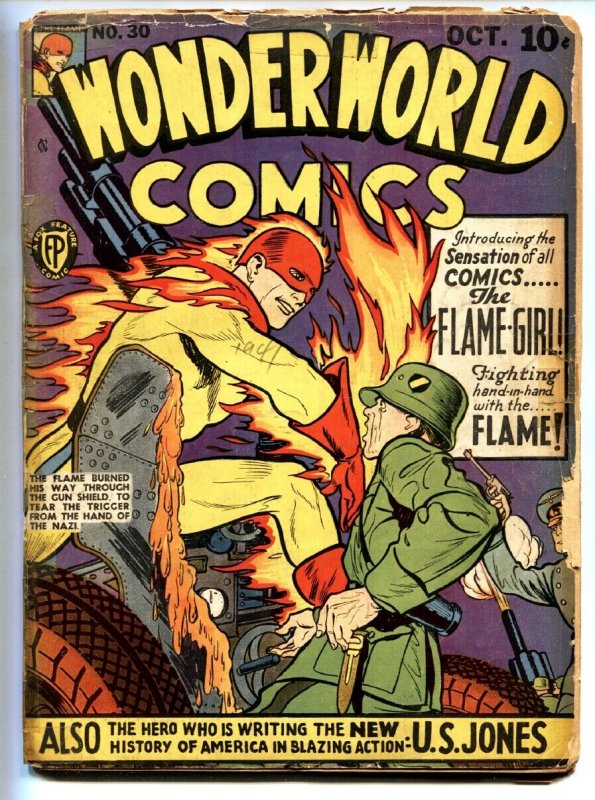 Wonderworld Comics #30 1941- 1st Flame Girl- US Jones- WWII cover 