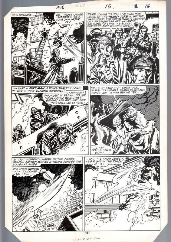 AVENGERS #267 PG 12-ORIGINAL ART-JOHN BUSCEMA-CAPTAIN MARVEL-FIREFIGHTER-NOLA