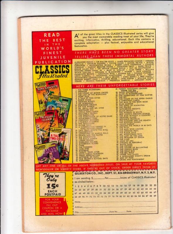 Classics Illustrated #88 (Oct-51) VG/FN Mid-Grade 
