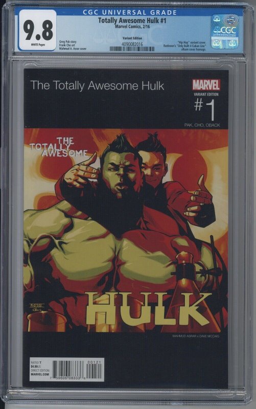 TOTALLY AWESOME HULK 1 CGC 9.8 NM/M AMADEUS CHO AS HULK HIP HOP VARIANT 2016 MCU