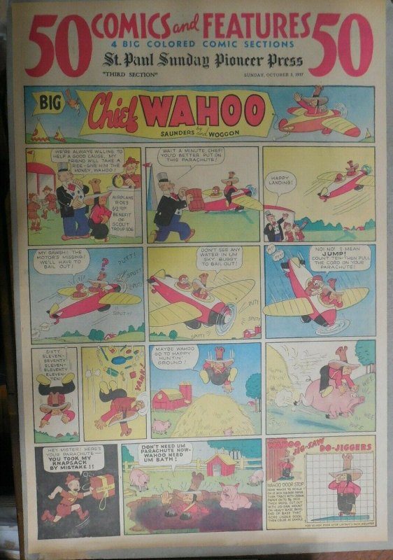 Big Chief Wahoo by Saunders & Woggon from 10/3/1937 Size:Full Page 15 x 22 inch