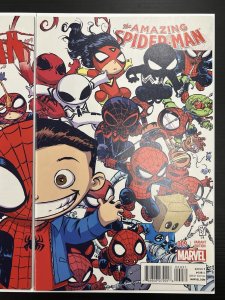 Amazing Spider-Man #9 + Superior #32 Skottie Young Marvel Babies Connecting SET