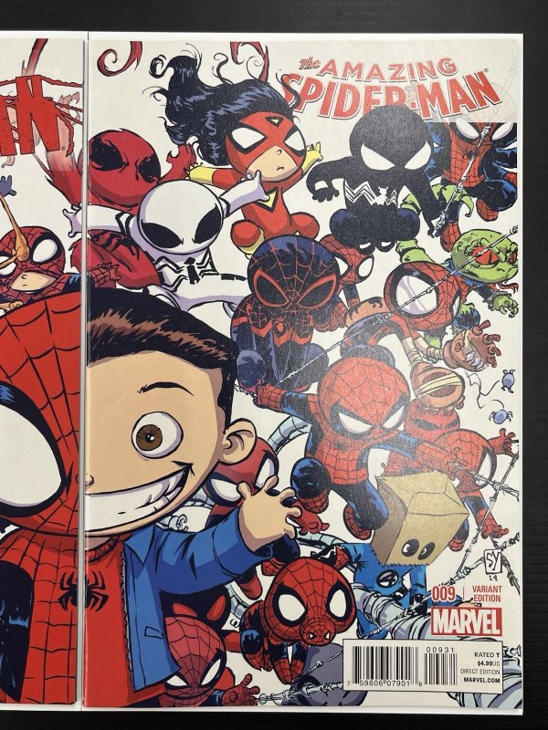 Amazing Spider-Man #9 + Superior #32 Skottie Young Marvel Babies Connecting SET