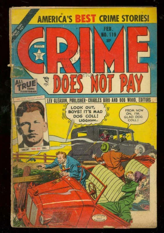CRIME DOES NOT PAY #119 1953-LEV GLEASON-MAD DOG COLL- FR/G