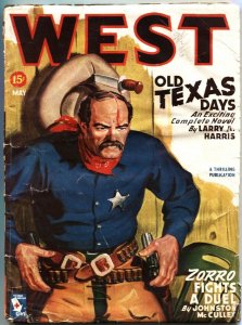 WEST-1945 MAY-HERO PULP-ZORRO FIGHTS A DUEL-THRILLING-VIOLENCE & THRILLS