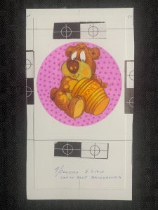 NOTE CARD Cute Teddy Bear w/ Jar of Honey 3.5x6.5 Greeting Card Art #nn