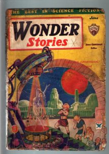 WONDER STORIES 1934 JUN-FRANK R PAUL ART-SCI FI PULP FR/G