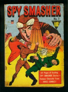 SPY SMASHER #1-1941--SILVER METALLIC COVER -FAWCETT WW2 G/VG