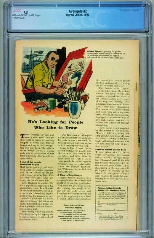 Avengers #2  1963 - Marvel -CGC 7.5 - Comic Book-1991597001