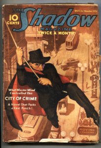 The Shadow Pulp October 1 1936-CITY OF CRIME- Maxwell Grant VG