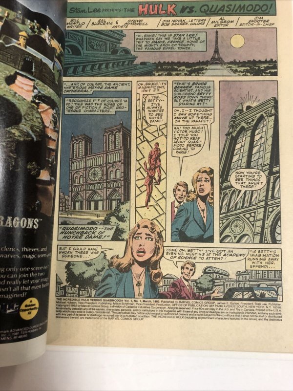 Incredible Hulk Versus Quasimodo (1983) # 1 (NM) Canadian Price Variant CPV !