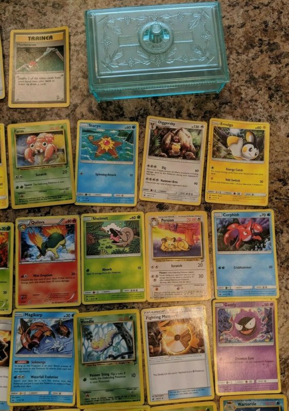 Pokemon cards Various  lot of 52 and Card Holder 1999-2017 very used 