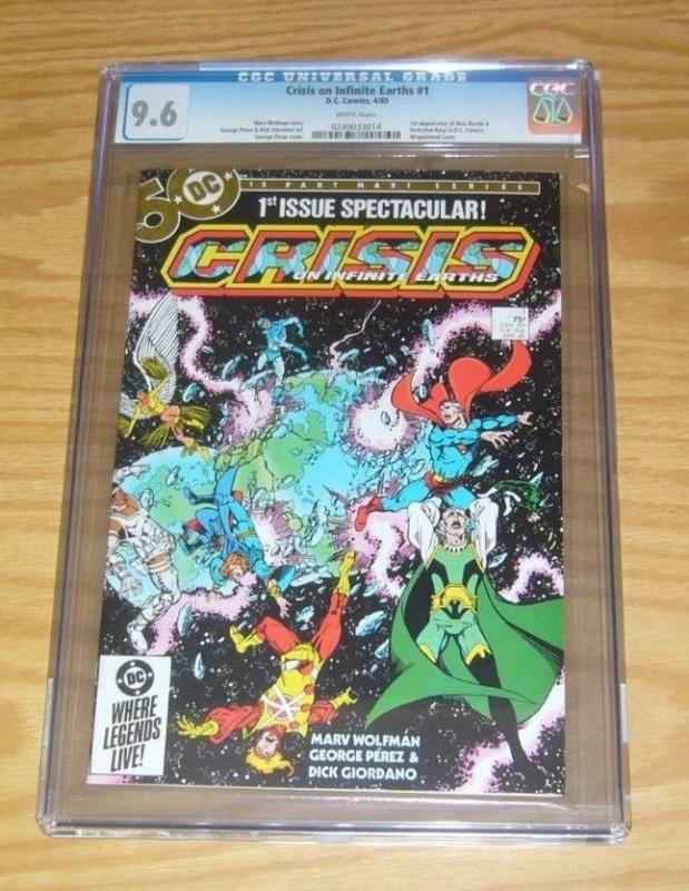 Crisis on Infinite Earths #1 CGC 9.6 dc comics key 1ST BLUE BEETLE george perez