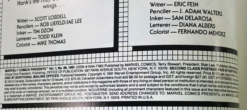 MARVEL COMICS PRESENTS Comic 86 — Wolverine 1991 — Sam Keith Rob Liefeld Jae Lee