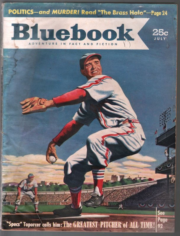 Bluebook 7/1952-pulp fiction-GT Fleming-Roberts-baseball cover-golf-G/VG