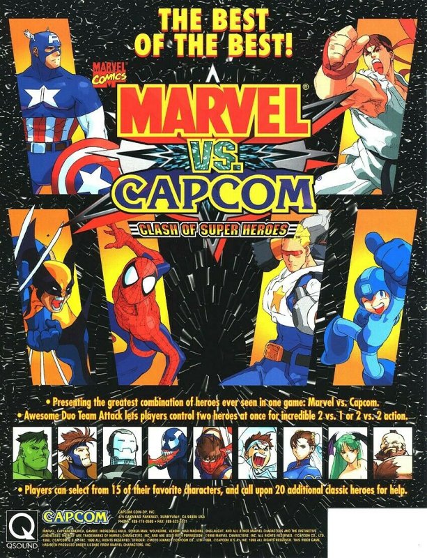 Marvel VS Capcom Super Heroes Arcade FLYER 1998 Original Venom Spiderman MegaMan