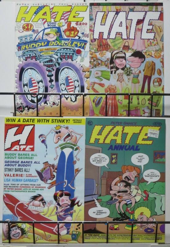 HATE #1,2,3, Annual #1 by Peter Bagge. 1990s Alt-Classic!Fantagraphics,3rd print