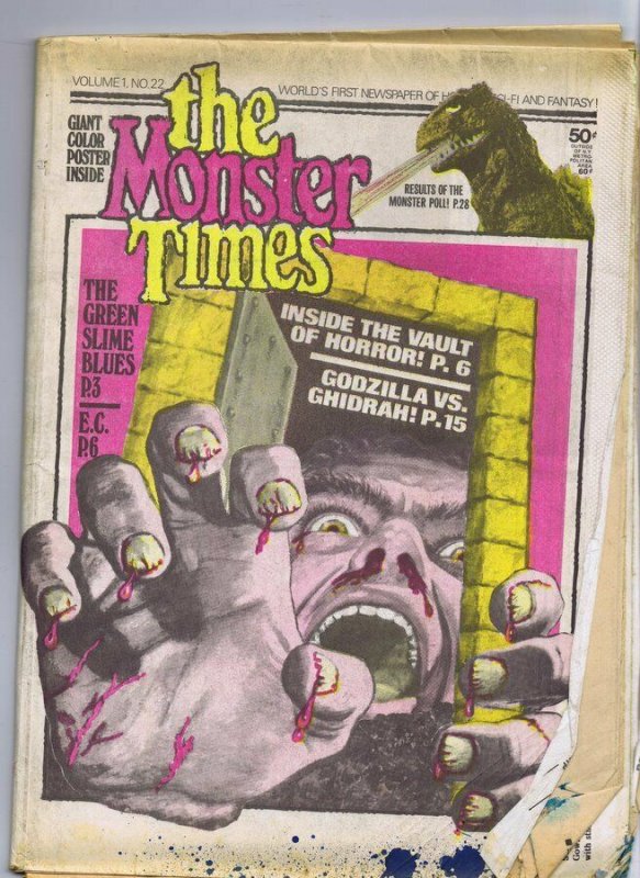 ORIGINAL Vintage 1973 The Monster Times Horror Newspaper Magazine #22 Godzilla