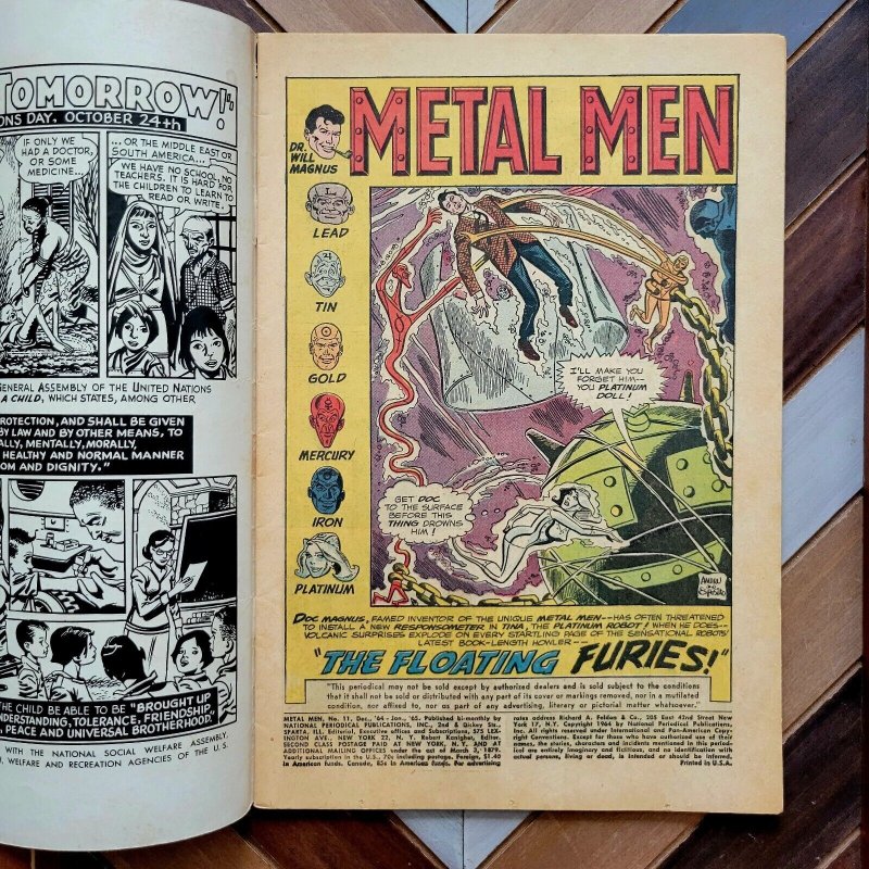 METAL MEN #11 VG (DC 1965) Nice Silver Age THE FLOATING FURIES ft DOC MAGNUS!
