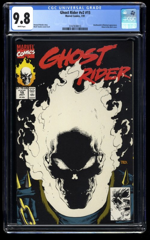 Ghost Rider (1990) #15 CGC NM/M 9.8 White Pages Glow in the Dark Cover!