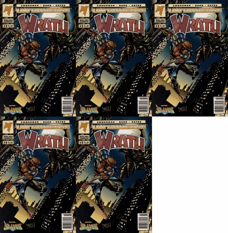 Wrath #3 Newsstand Covers (1994) - Malibu - 5 Comics