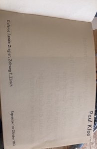 Paul Klee exhibit,Ziegler gallery Zurich,sept/oct 1963 program