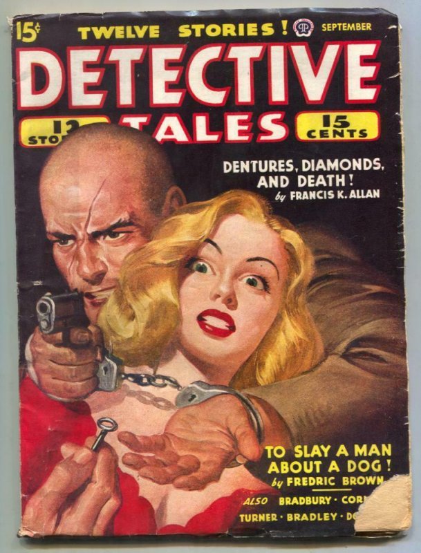 Detective Tales Pulp September 1944- Bradbury- Dentures Diamonds