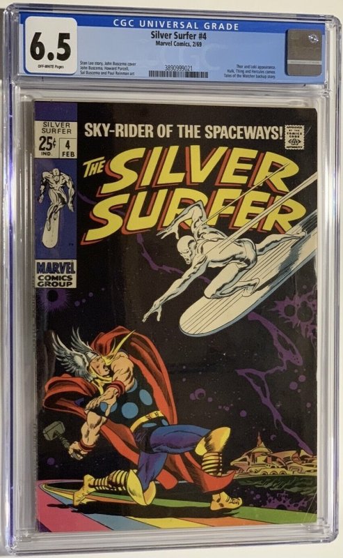 The Silver Surfer #4 (1969) CGC Graded 6.5 First time Silver Surfer meets Thor