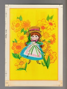 VERY SPECIAL SOMEONE Cute Girl Yellow Flowers 5.25x7.5 Greeting Card Art #C9601