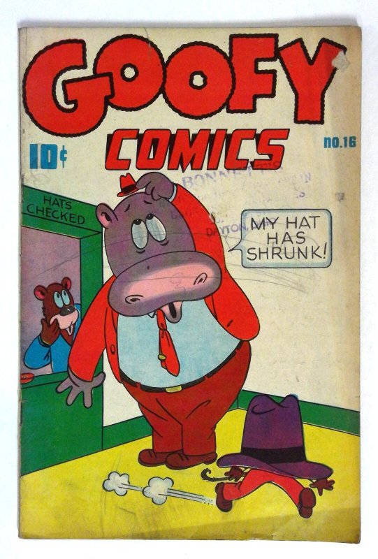 Goofy #16 Hippo Bear Nedor (1947) VG