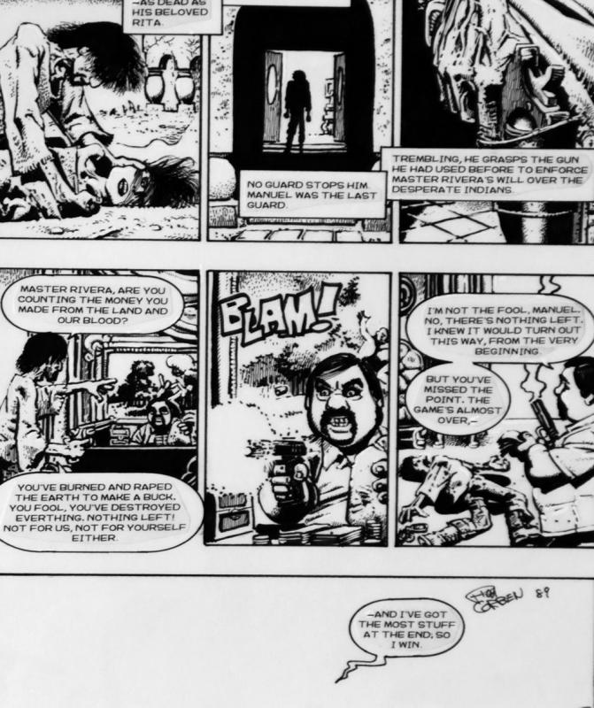 RICHARD CORBEN original art, SLASH & BURN pgs 22-23, FIRE SALE, Signed, 2 pages