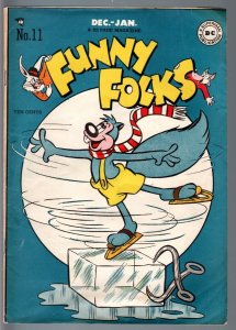 FUNNY FOLKS #11-1947-NUTSY SQUIRREL ICE SKATING COVER-GOLDEN AGE DC-FN FN