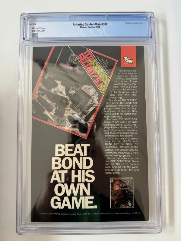 The Amazing Spider-Man #300 CGC 9.0 1ST VENOM  (Marvel, May 1988)