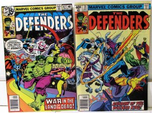 Defenders Lot 2 #67, 73 1979 Marvel Valkyrie Hulk Hellcat Nighthawk Comics