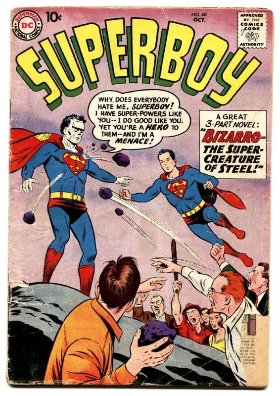 Superboy #68 1st appearance of Bizarro-Comic Book-1958 DC