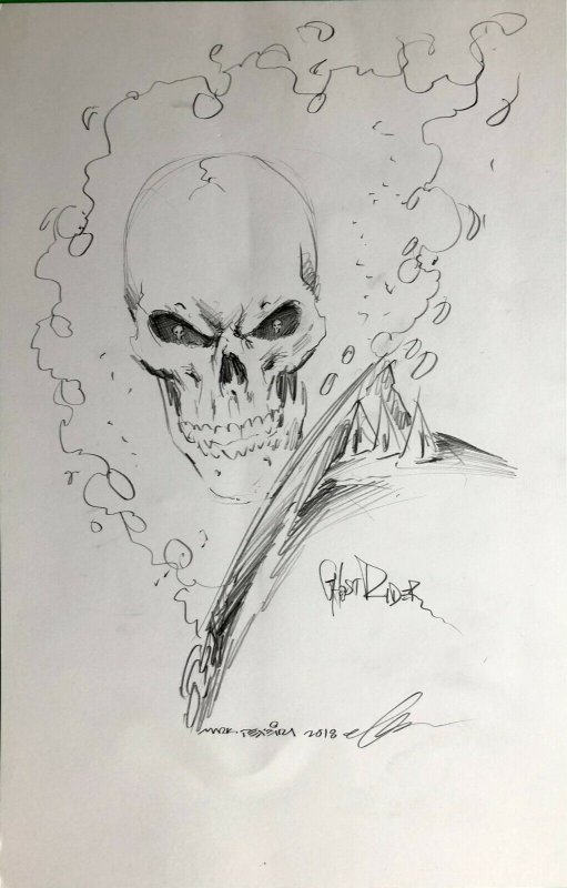 Ghost Rider Sketch By Mark Texeira AnimeKon Expo 2018 Barbados Marvel