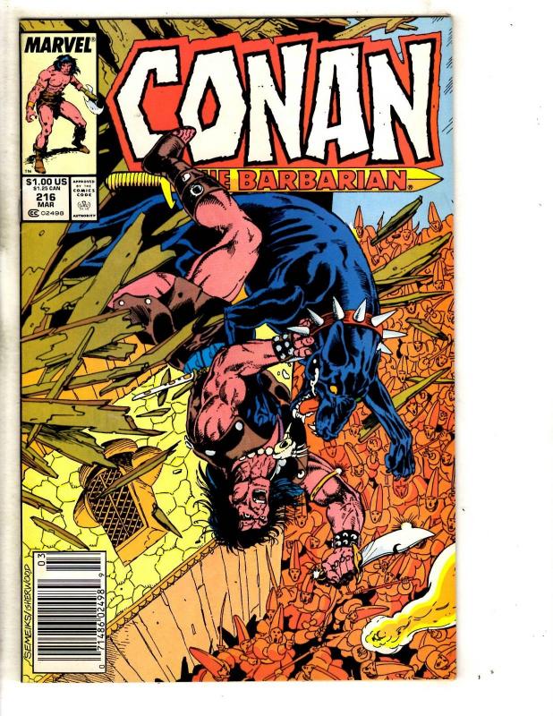 Lot Of 7 Conan Marvel Comic Books # 211 210 213 215 216 217 222 Barbarian JG6