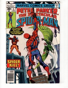 The Spectacular Spider-Man #5 (FN+) 1977 SPIDER KILL Vultura Appearance / ID#163