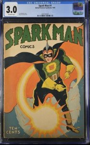 (1945) SPARK MAN COMICS #1 CGC 3.0! Rare Female Torture Story! RARE Golden Age!